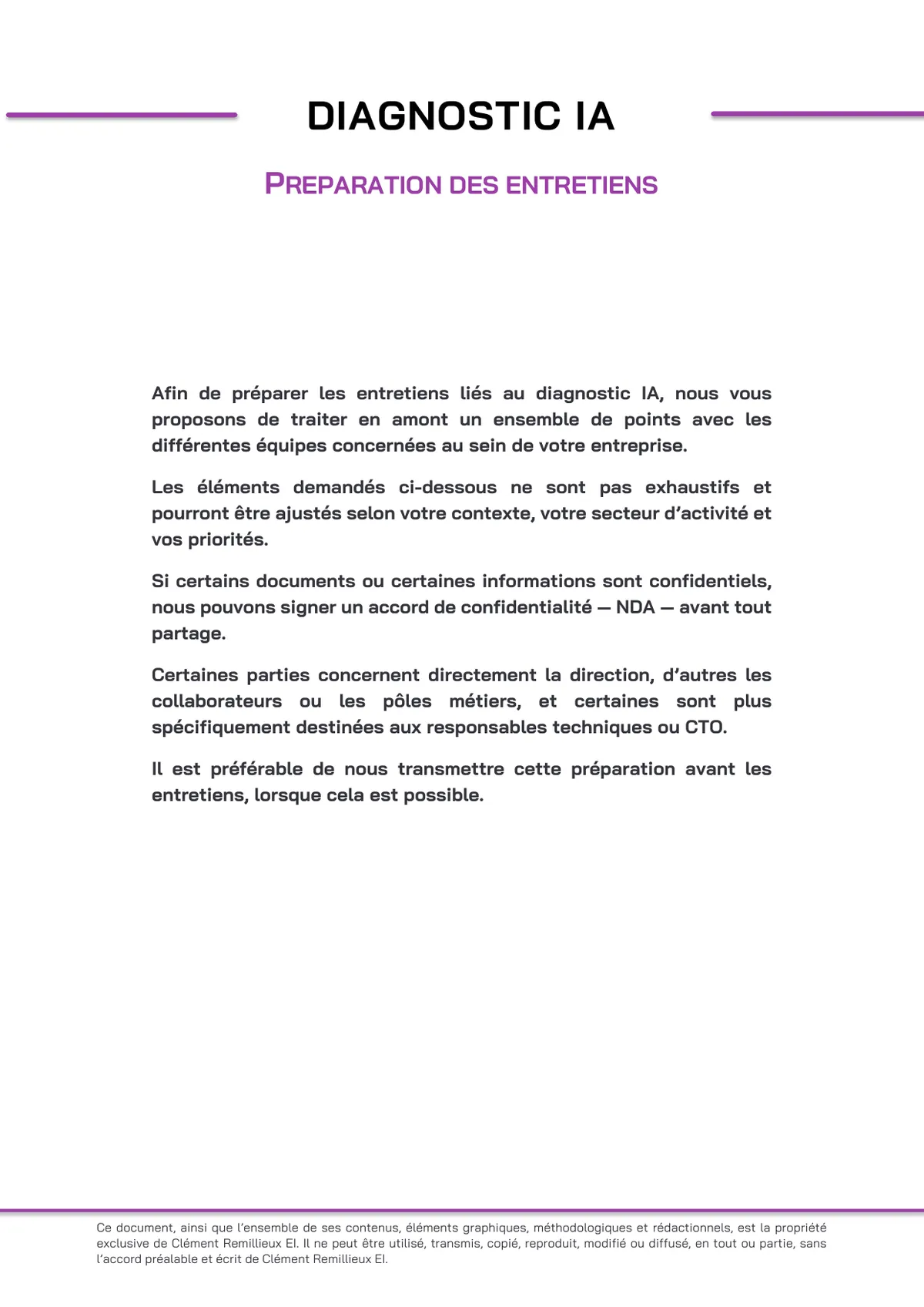 Préparation des entretiens, page 1